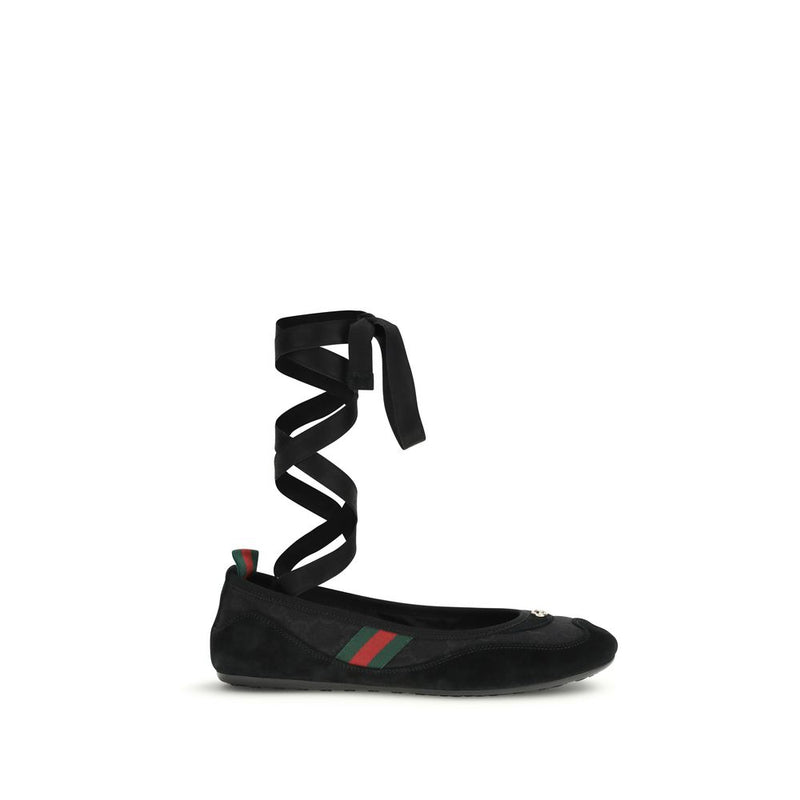 Gucci Black Fabric Shift Ballerinas for Women