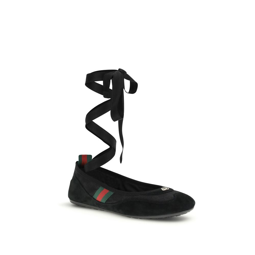 Gucci Black Fabric Shift Ballerinas for Women