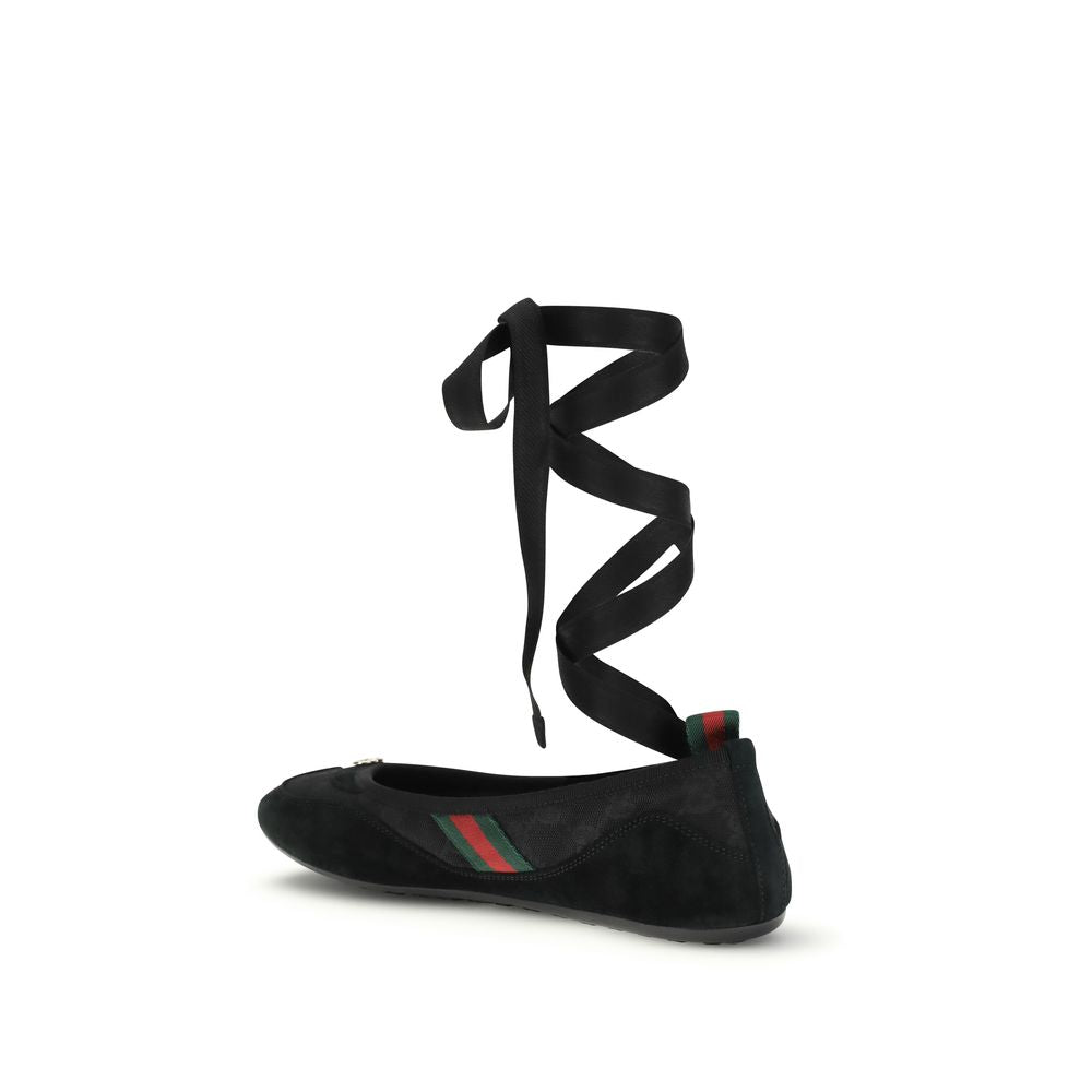Gucci Black Fabric Shift Ballerinas for Women