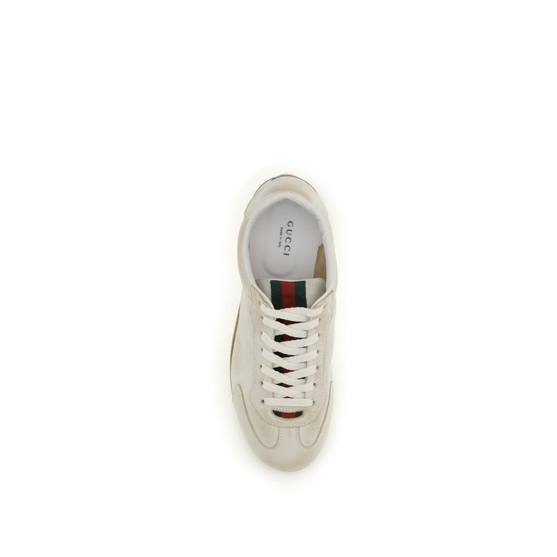 Gucci White Calf Leather Bos Taurus Low Top Sneakers