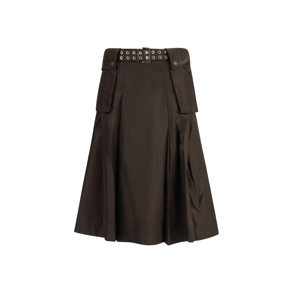 Ganni Brown Recycled Polyamide Long Skirt - Sustainable Fashion