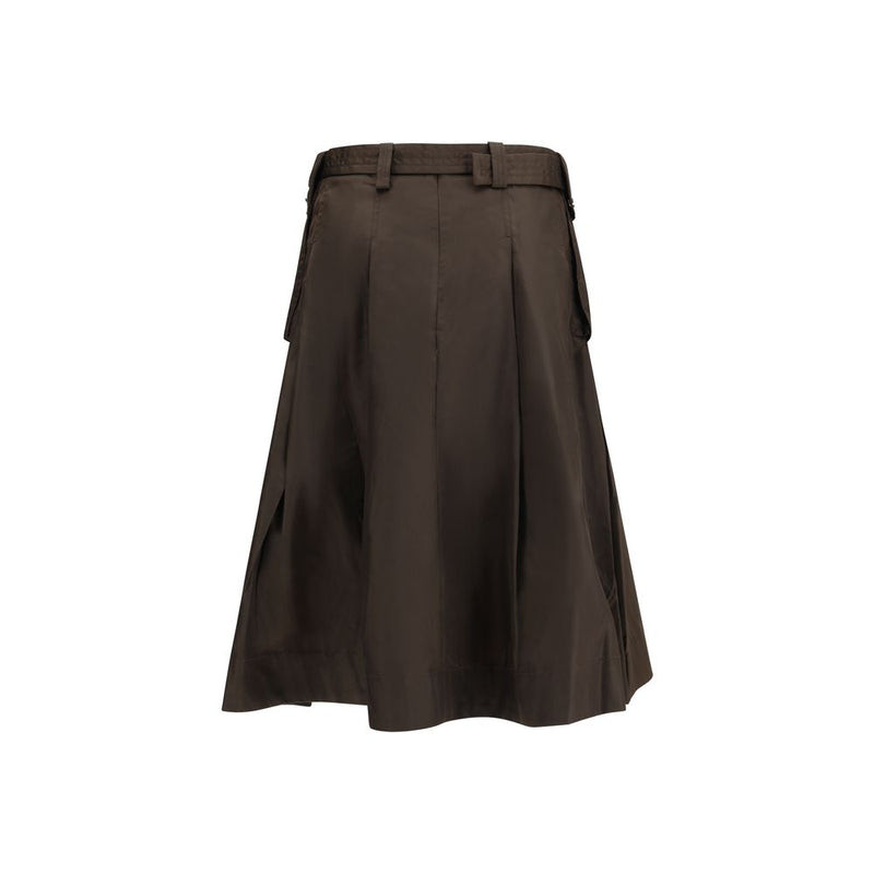 Ganni Brown Recycled Polyamide Long Skirt - Sustainable Fashion