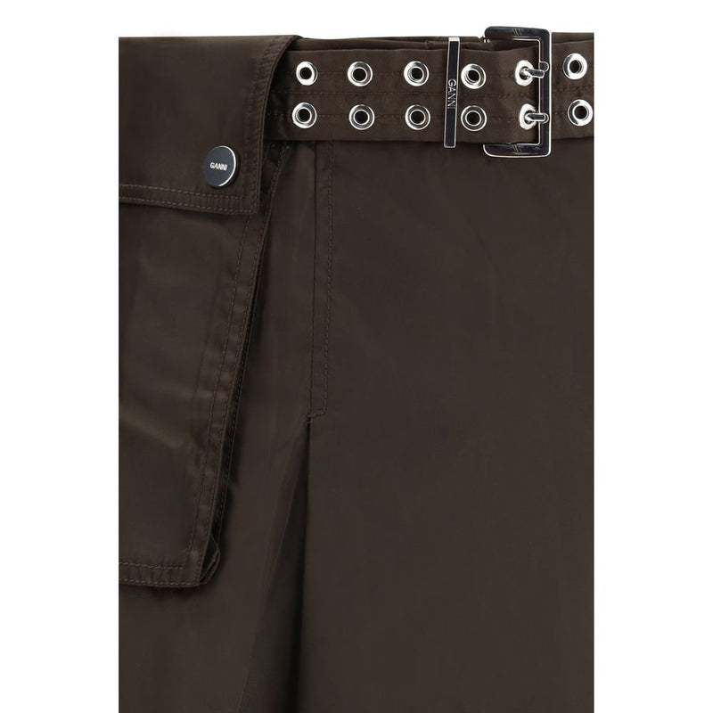 Ganni Brown Recycled Polyamide Long Skirt - Sustainable Fashion