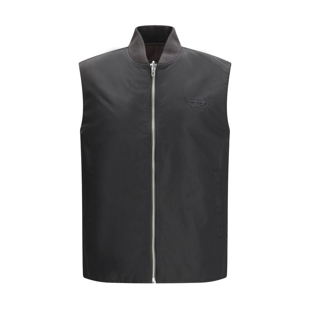 Diesel W-Type-D1 Gilet - Brown Polyamide Sleveless Jacket