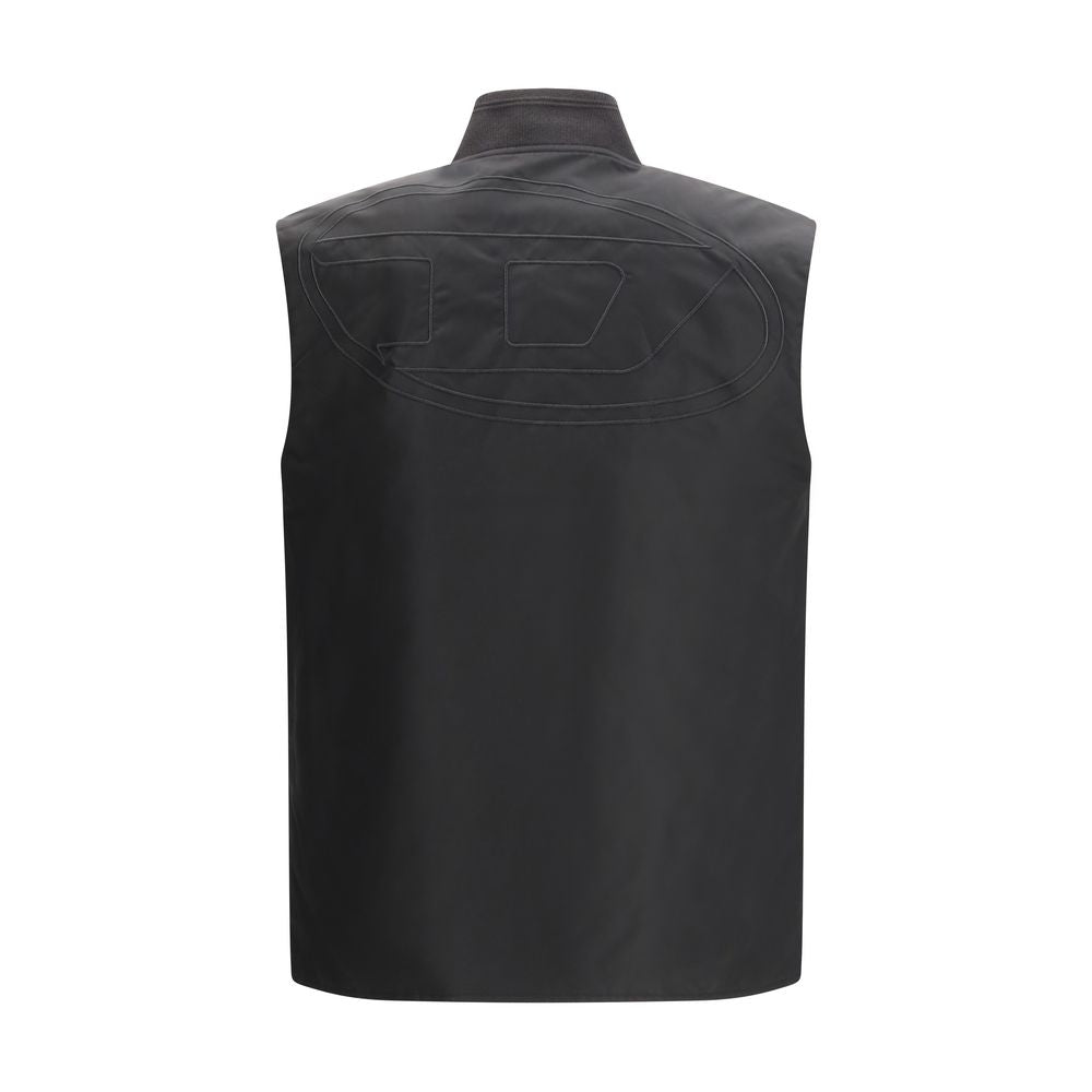 Diesel W-Type-D1 Gilet - Brown Polyamide Sleveless Jacket