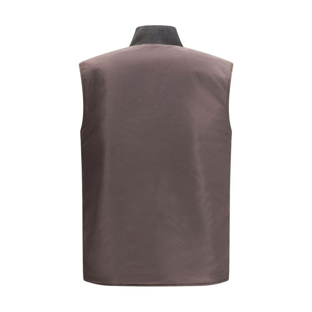 Diesel W-Type-D1 Gilet - Brown Polyamide Sleveless Jacket