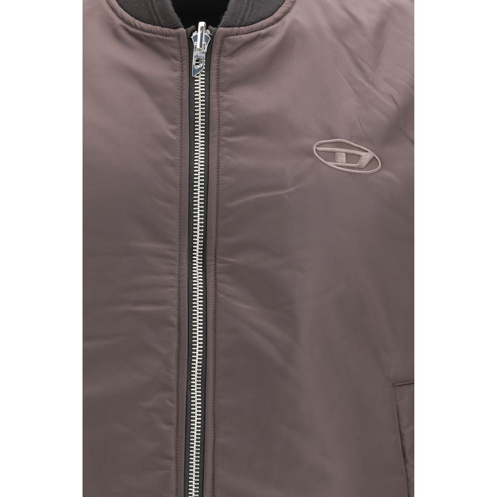 Diesel W-Type-D1 Gilet - Brown Polyamide Sleveless Jacket