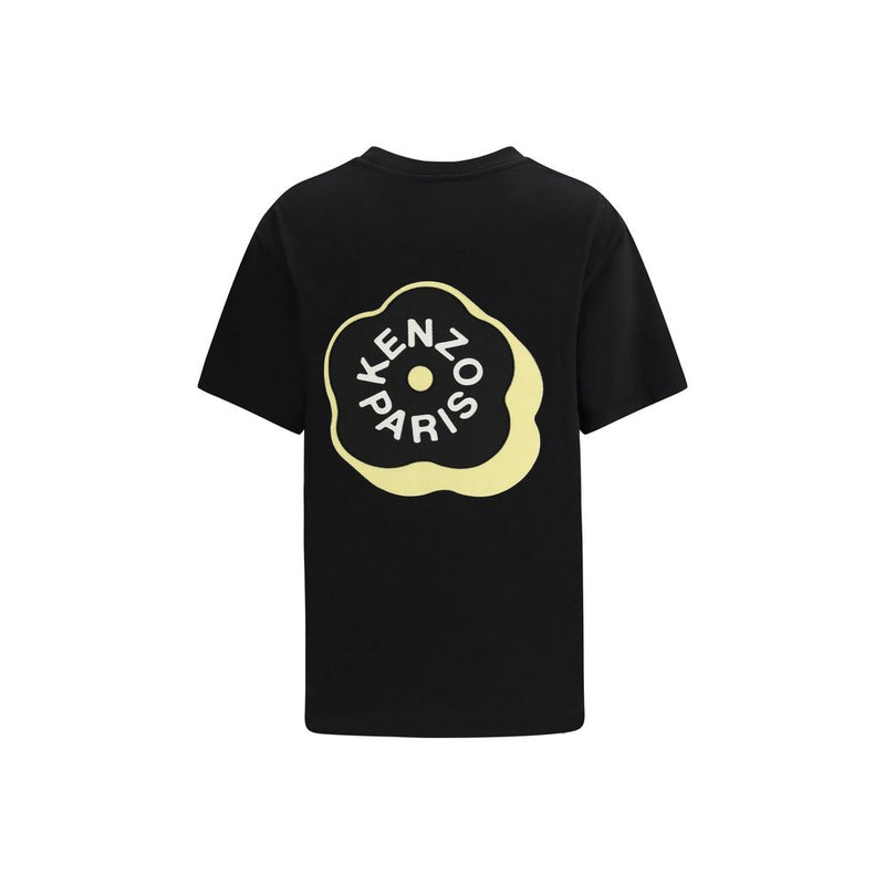 Kenzo Black Cotton T-Shirt with Boke Flower Embroidery