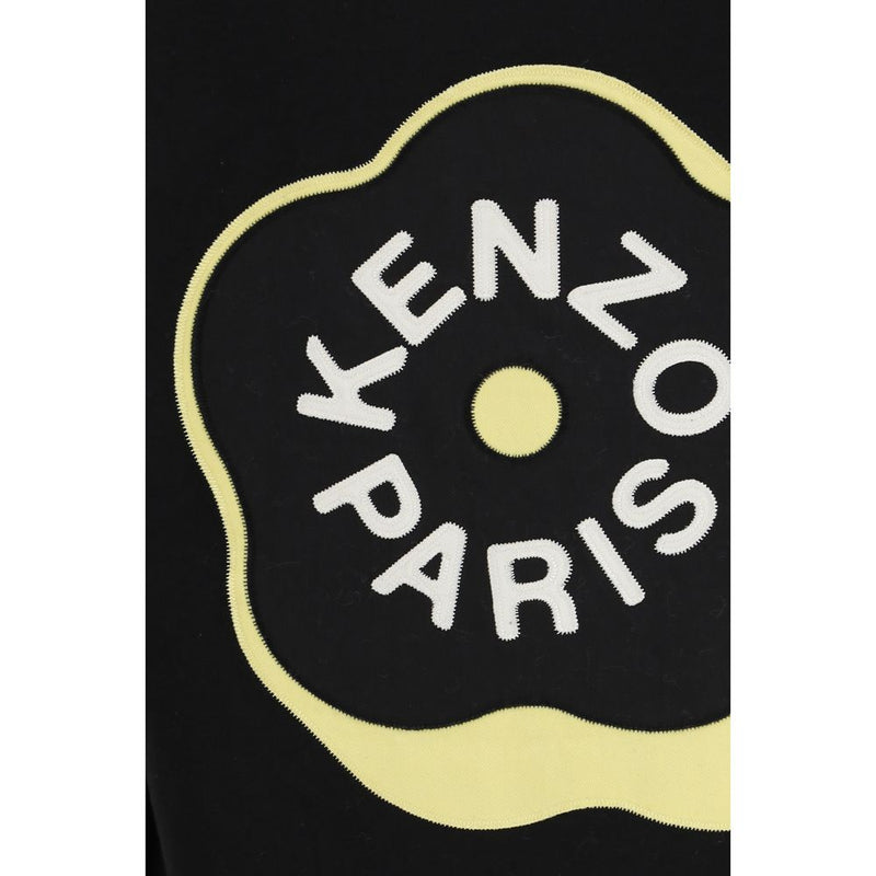 Kenzo Black Cotton T-Shirt with Boke Flower Embroidery