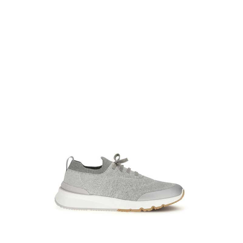 Brunello Cucinelli Gray Cotton Athletic Sneakers for Men