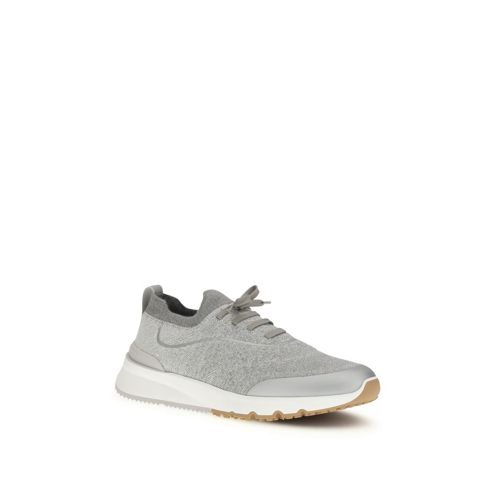 Brunello Cucinelli Gray Cotton Athletic Sneakers for Men