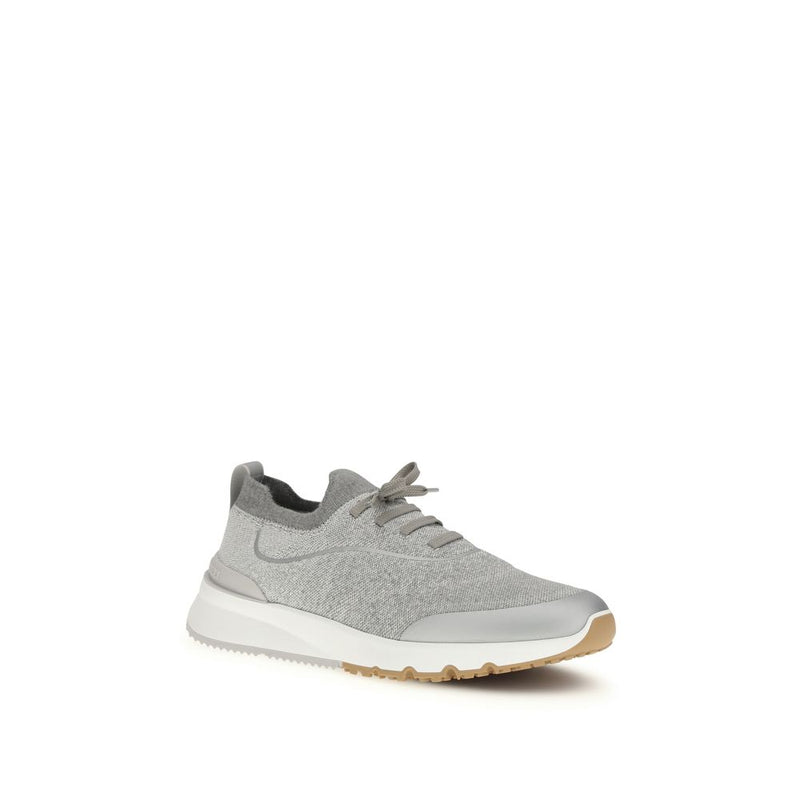 Brunello Cucinelli Gray Cotton Athletic Sneakers for Men
