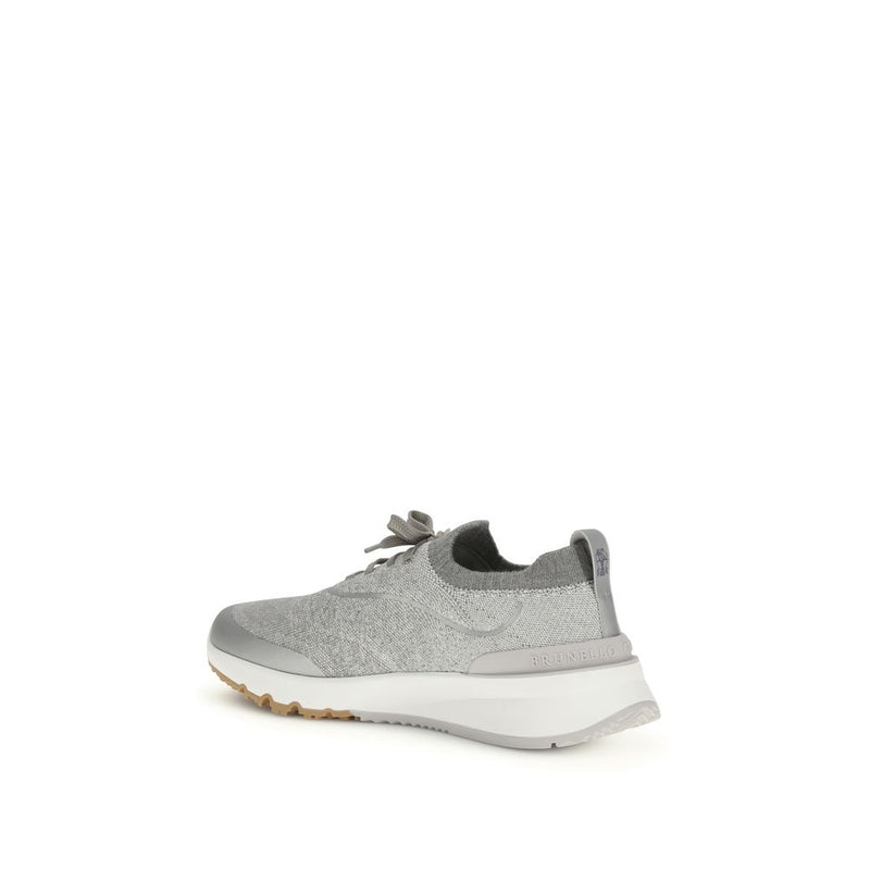 Brunello Cucinelli Gray Cotton Athletic Sneakers for Men