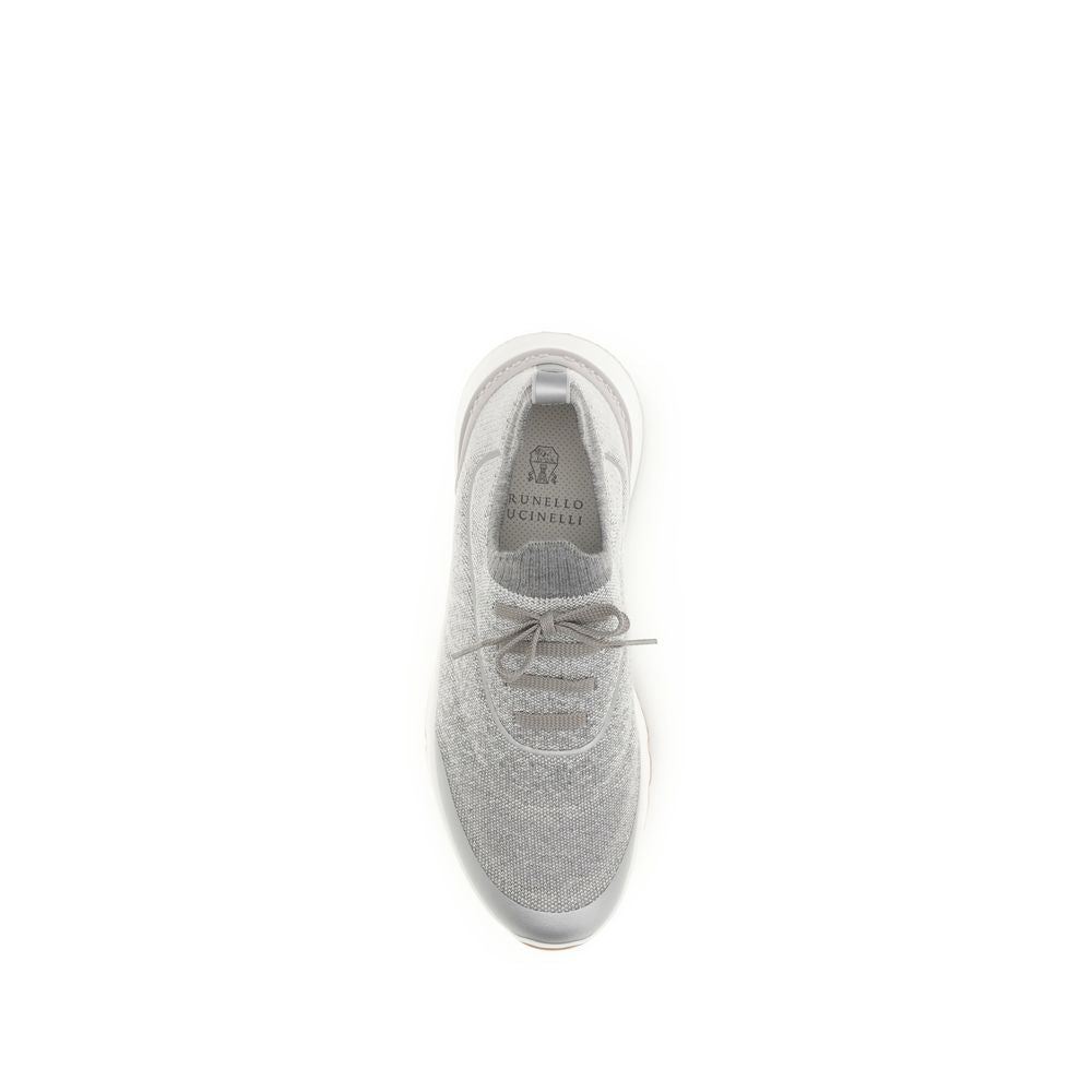 Brunello Cucinelli Gray Cotton Athletic Sneakers for Men