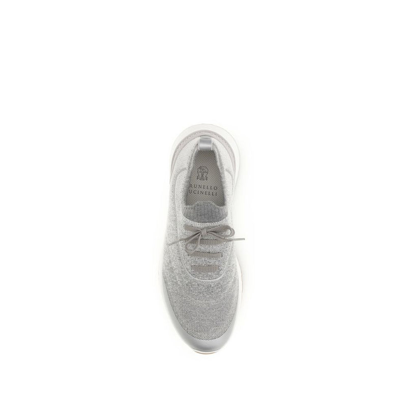 Brunello Cucinelli Gray Cotton Athletic Sneakers for Men