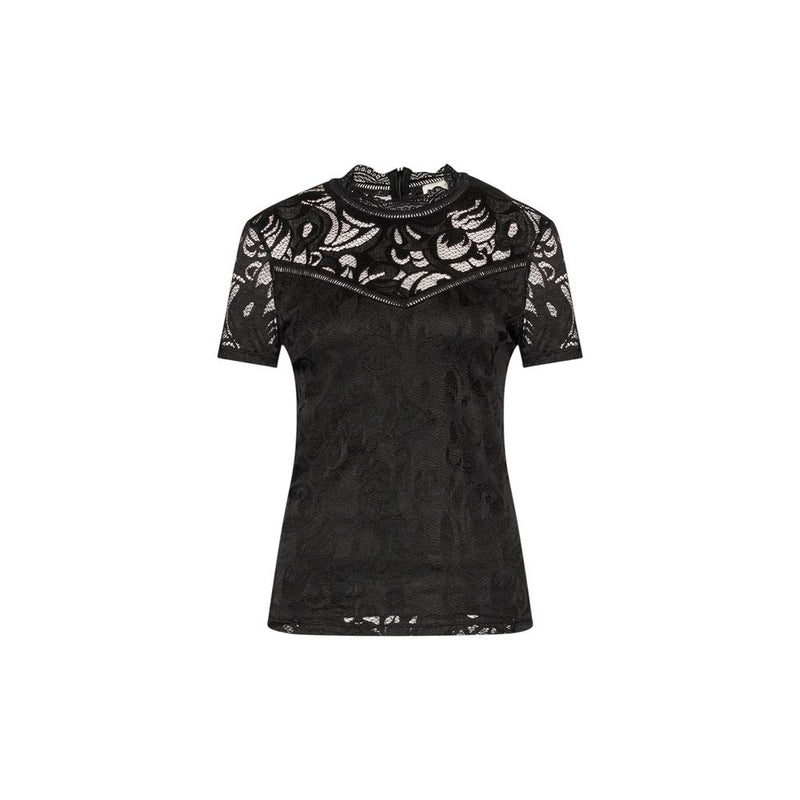 Vila Clothes VISTASIA S/S LACE T-Shirt en Polyamide Noir