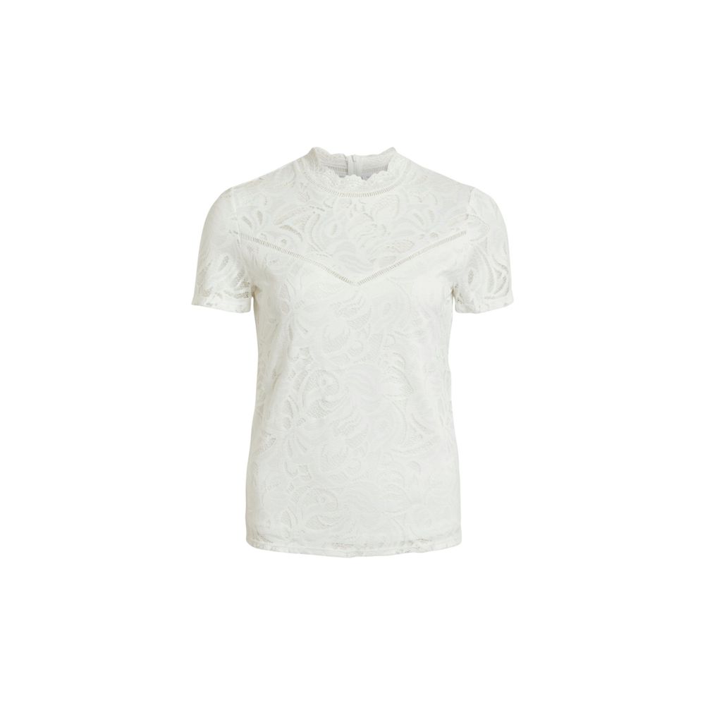Vila Clothes VISTASIA S/S LACE T-Shirt en Polyamide Crème