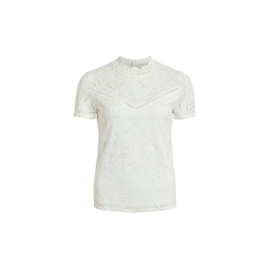 Vila Clothes VISTASIA S/S LACE T-Shirt en Polyamide Crème
