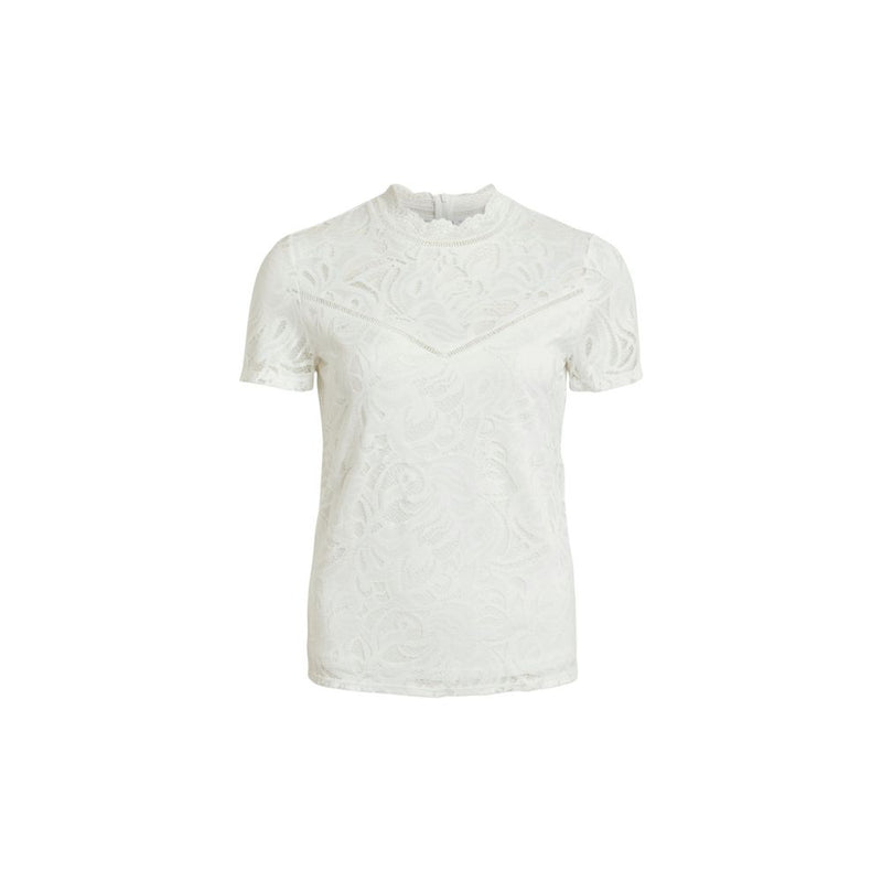 Vila Clothes VISTASIA S/S LACE T-Shirt en Polyamide Crème
