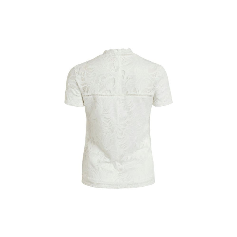 Vila Clothes VISTASIA S/S LACE T-Shirt en Polyamide Crème