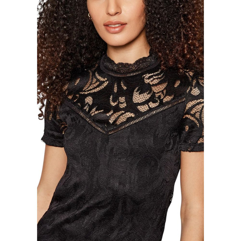 Vila Clothes VISTASIA S/S LACE T-Shirt en Polyamide Noir