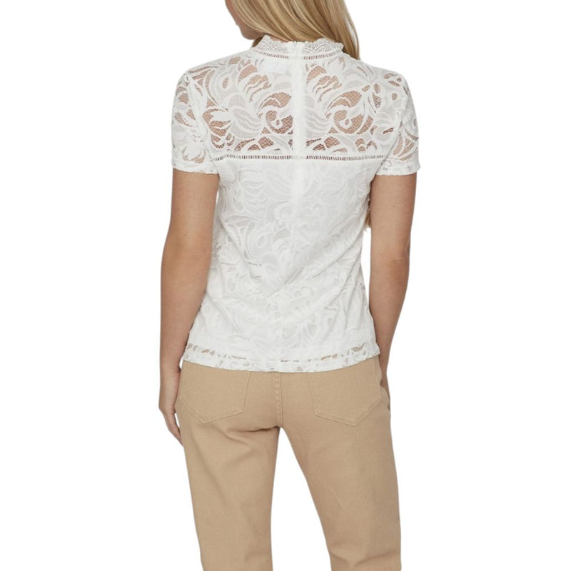 Vila Clothes VISTASIA S/S LACE T-Shirt en Polyamide Crème