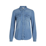 Vila Clothes VIBISTA Light Blue Cotton Blouse for Women