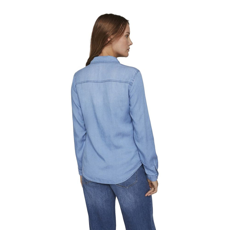 Vila Clothes VIBISTA Light Blue Cotton Blouse for Women