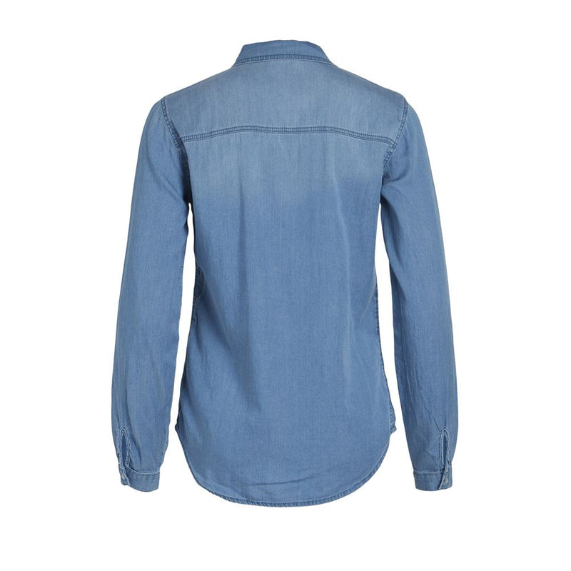 Vila Clothes VIBISTA Light Blue Cotton Blouse for Women