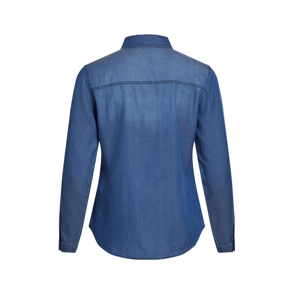 Vila Clothes VIBISTA Blouse en Coton Bleu pour Femmes