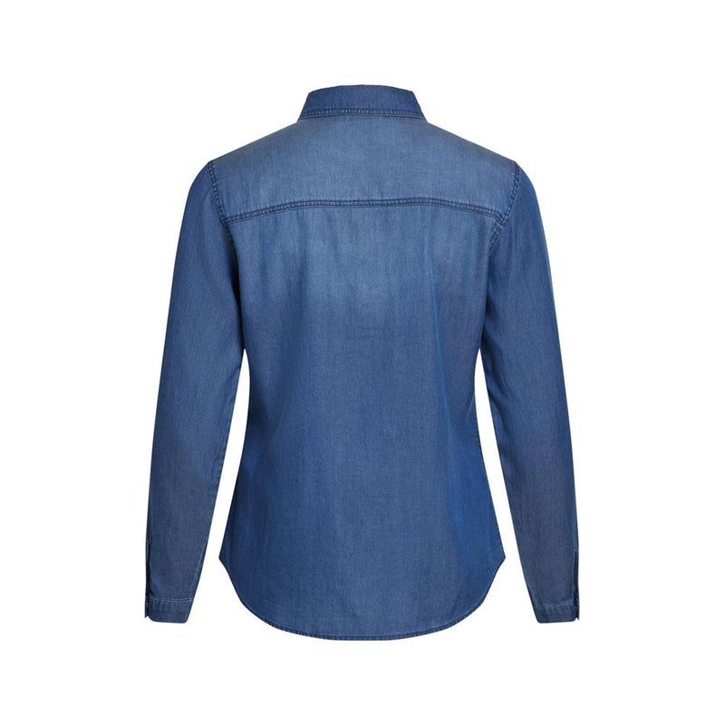 Vila Clothes VIBISTA Blouse en Coton Bleu pour Femmes