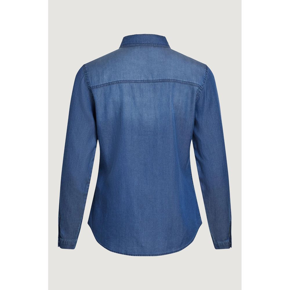 Vila Clothes VIBISTA Blouse en Coton Bleu pour Femmes