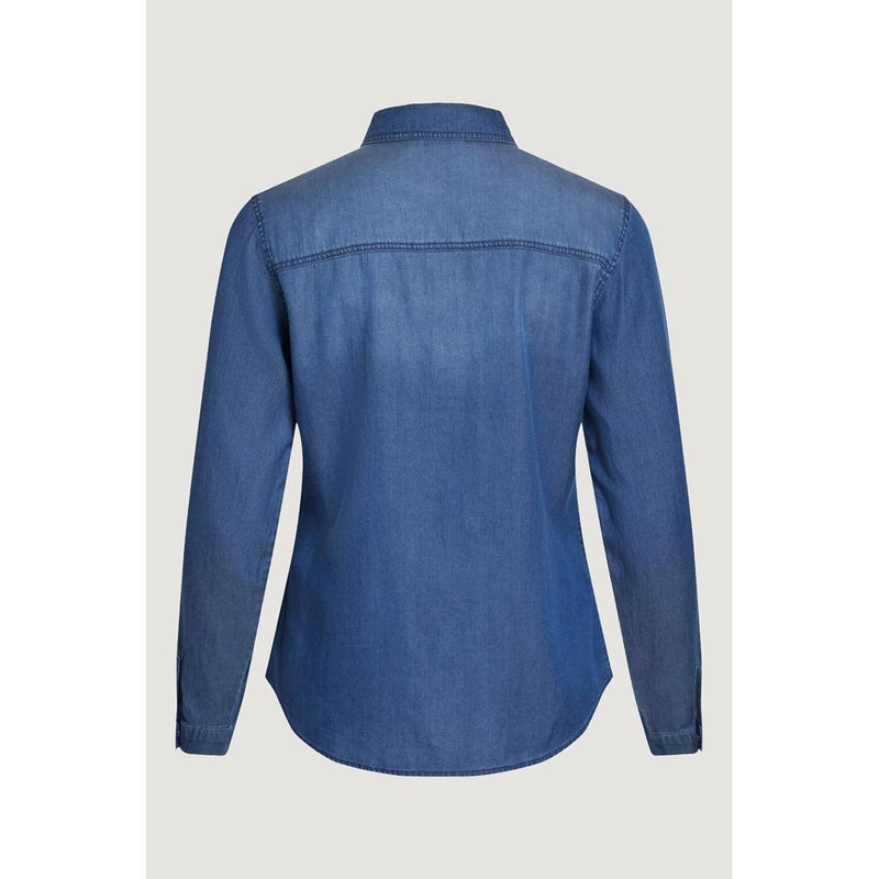 Vila Clothes VIBISTA Blouse en Coton Bleu pour Femmes