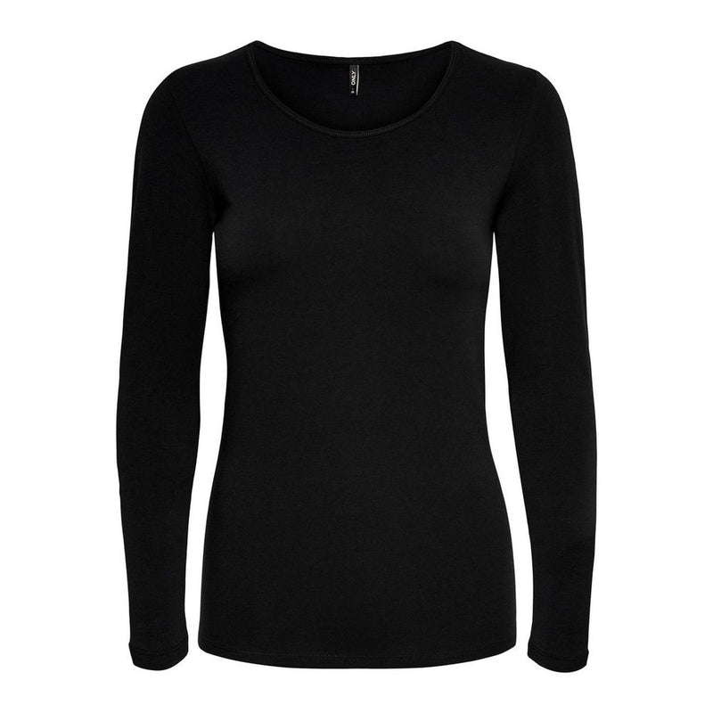 Only LIVE LOVE Black Cotton Long Sleeve T-Shirt for Women