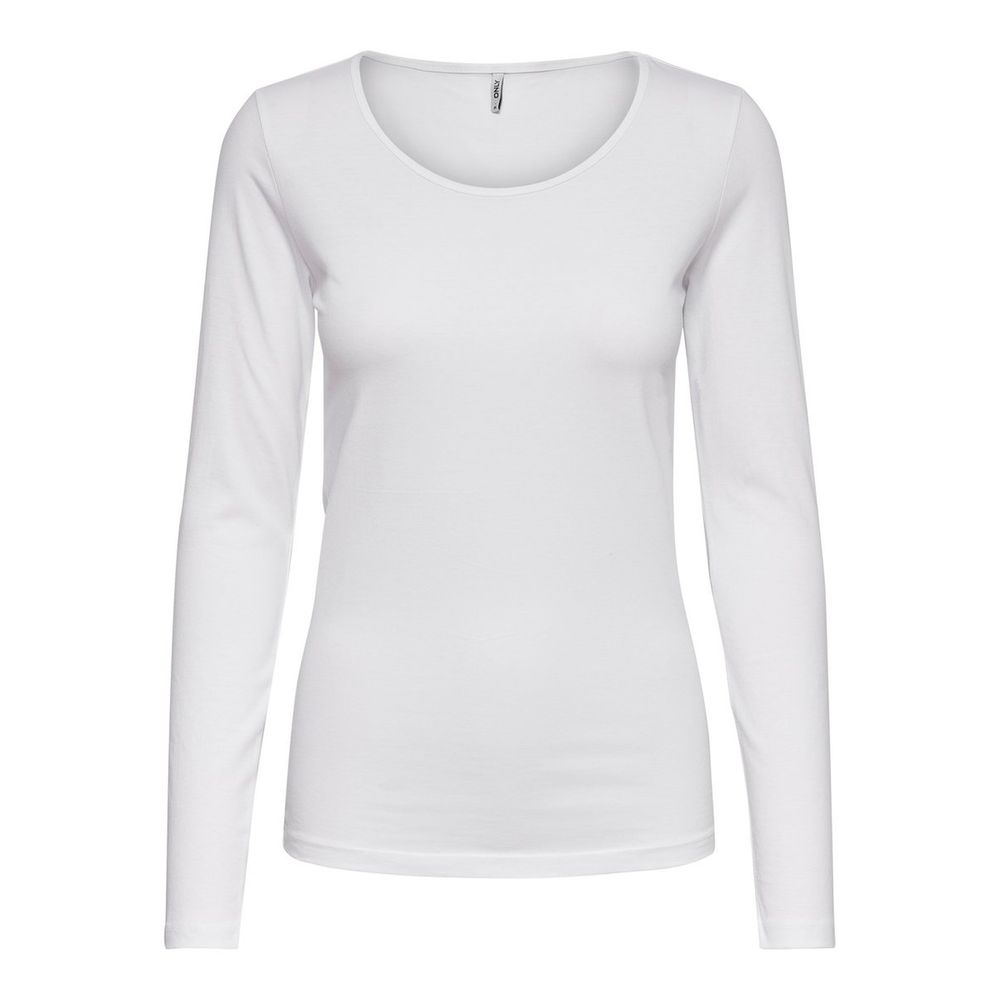 Only LIVE LOVE White Cotton Long Sleeve T-Shirt for Women