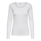 Only LIVE LOVE White Cotton Long Sleeve T-Shirt for Women