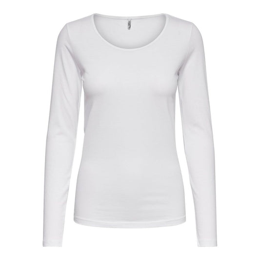 Only LIVE LOVE White Cotton Long Sleeve T-Shirt for Women