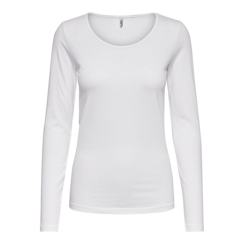 Only LIVE LOVE White Cotton Long Sleeve T-Shirt for Women