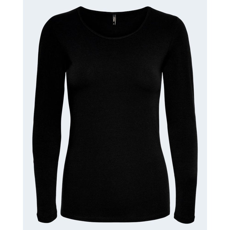 Only LIVE LOVE Black Cotton Long Sleeve T-Shirt for Women