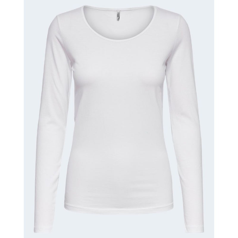 Only LIVE LOVE White Cotton Long Sleeve T-Shirt for Women