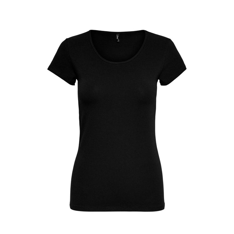 Only LIVE LOVE Black Cotton T-Shirt for Women