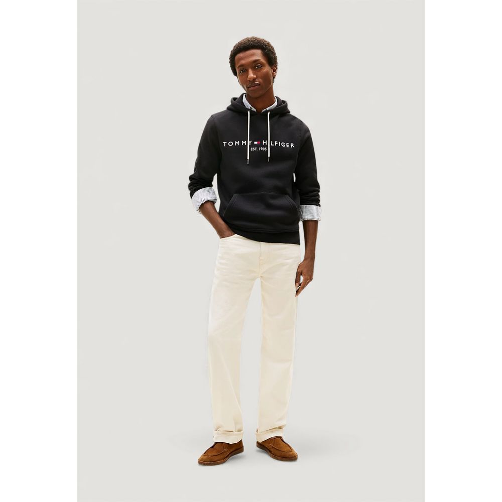 Sweat à capuche en coton noir Tommy Hilfiger