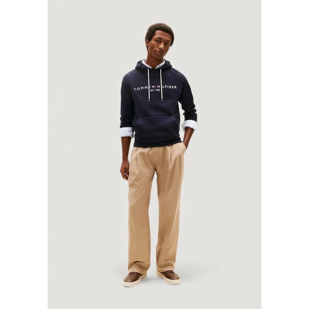 Sweat à capuche bleu en coton Tommy Hilfiger