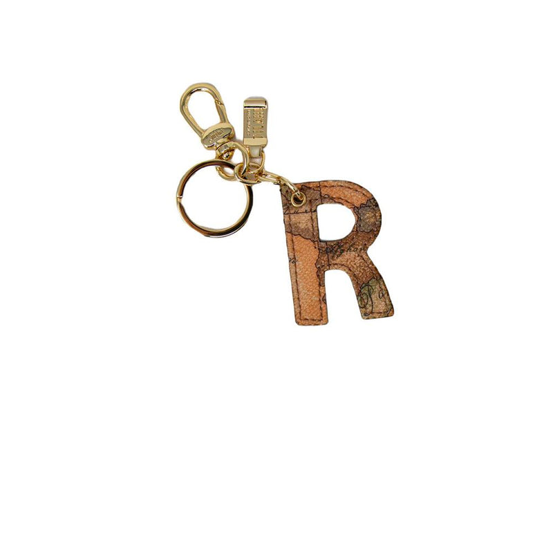 Alviero Martini Prima Classe Beige Leather Keychain with Letter R