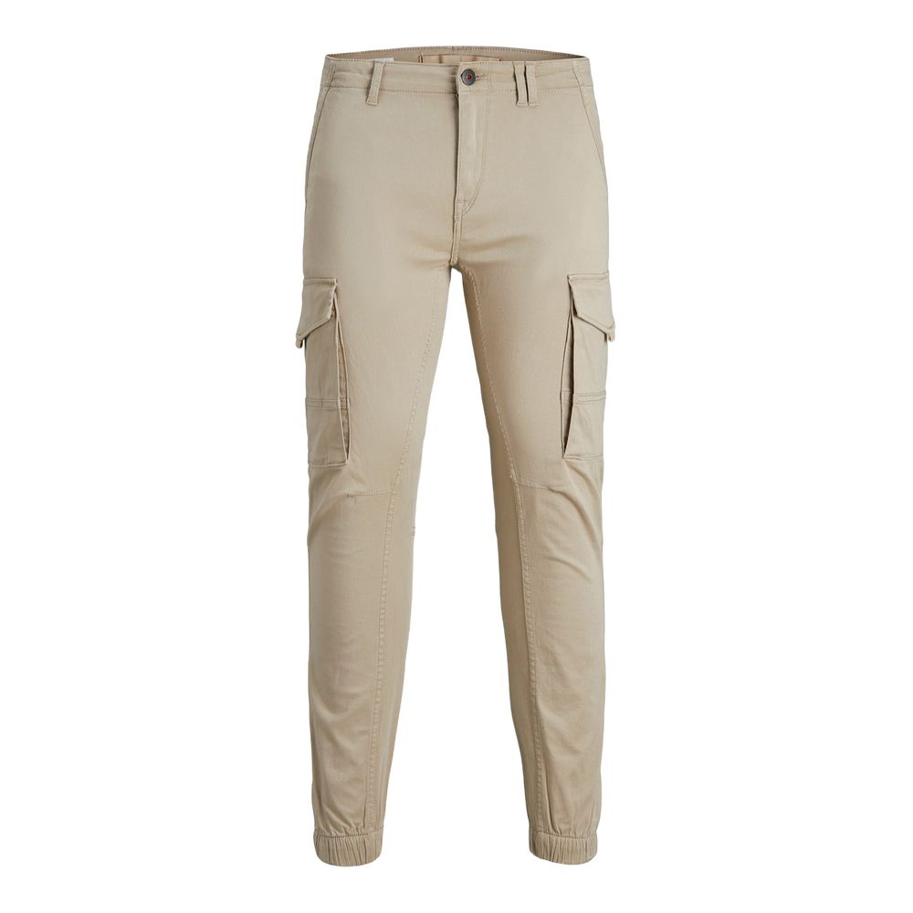 Jack Jones Beige Cotton Cargo Pants - Comfort Fit