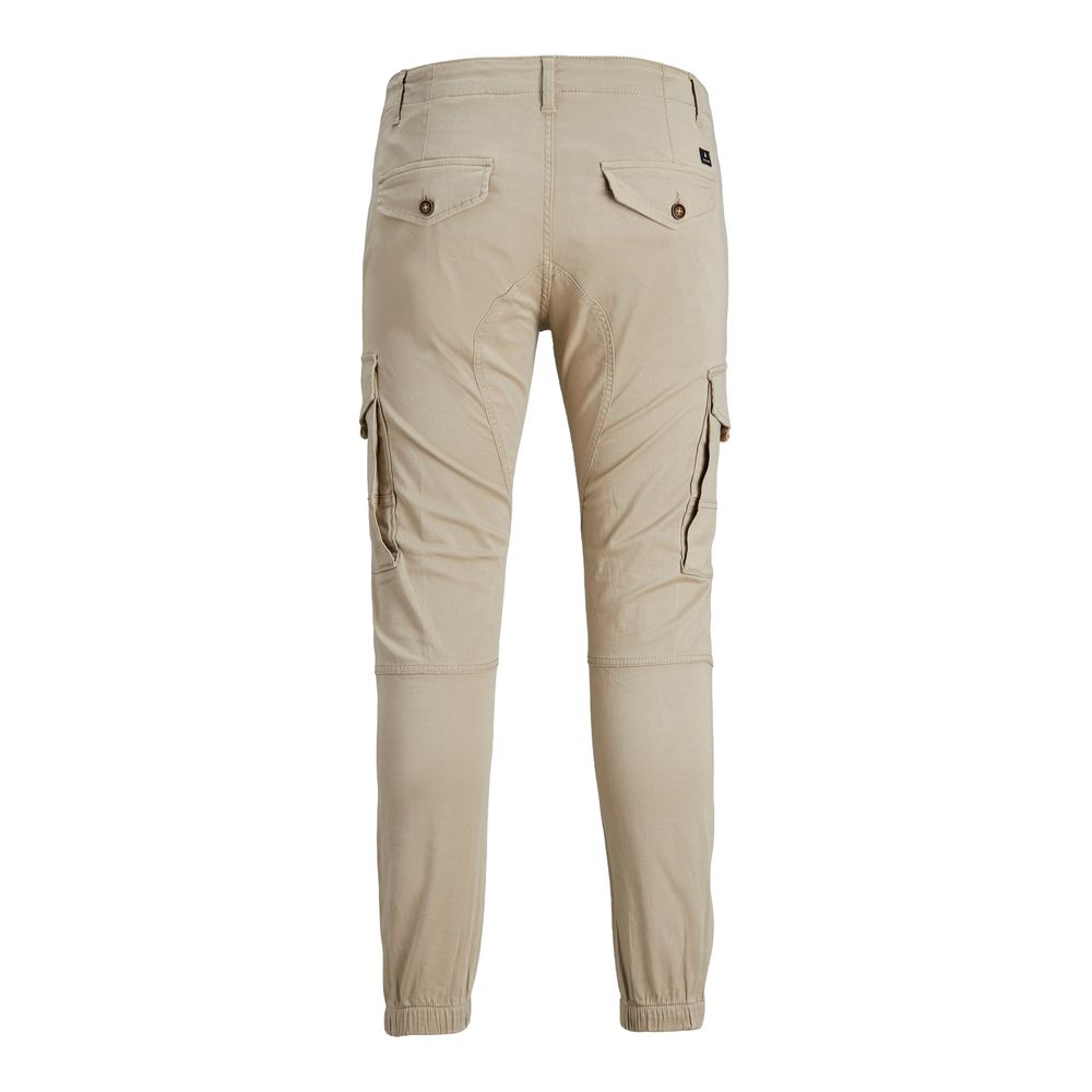Jack Jones Beige Cotton Cargo Pants - Comfort Fit