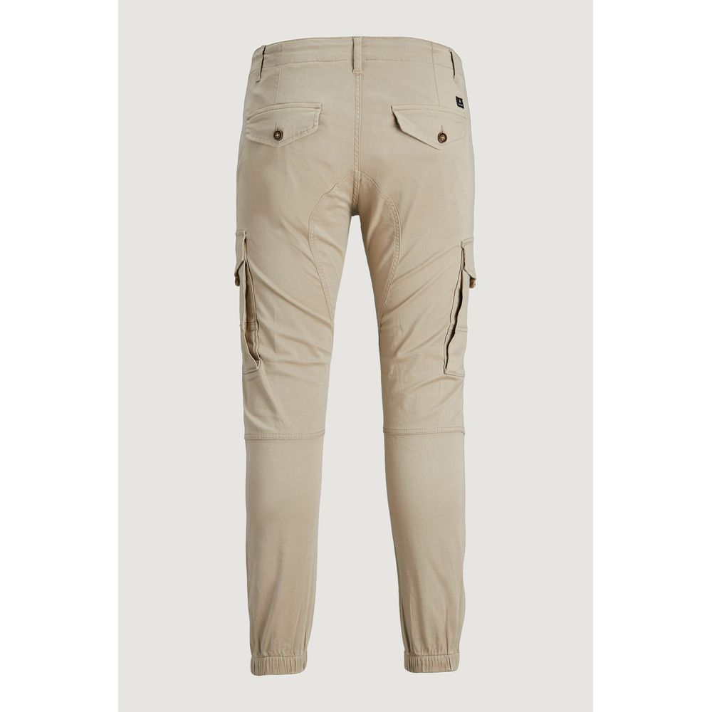 Jack Jones Beige Cotton Cargo Pants - Comfort Fit