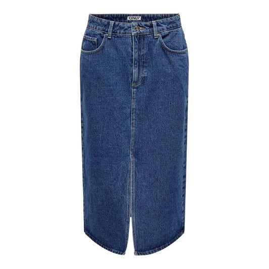 Only ONLBIANCA Blue Cotton Long Midi Skirt for Women