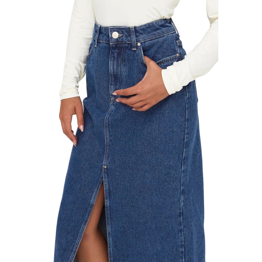 Only ONLBIANCA Blue Cotton Long Midi Skirt for Women