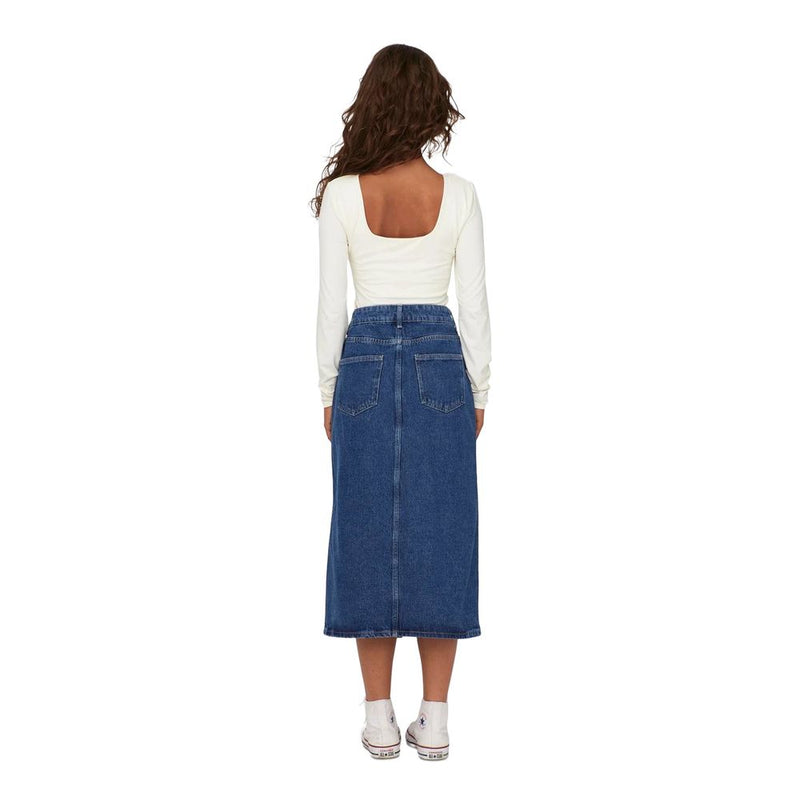 Only ONLBIANCA Blue Cotton Long Midi Skirt for Women